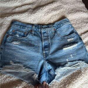 Levi's Blue Distressed Jean Shorts